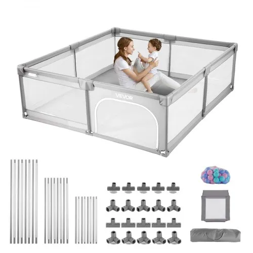VEVOR Baby-Laufstall, 200×149 cm, Spielstall für Kinder, Zaun-Spielplatz für drinnen & draußen mit 50 Ozeanbällen, Tür mit Reißverschluss & atmungsaktivem Netz, Sicherheits-Aktivitätszentrum VEVOR Baby-Laufstall, 200×149 cm, Spielstall für Kinder, Zaun-Spielplatz für drinnen & draußen mit 50 Ozeanbällen, Tür mit Reißverschluss & atmungsaktivem Netz, Sicherheits-Aktivitätszentrum