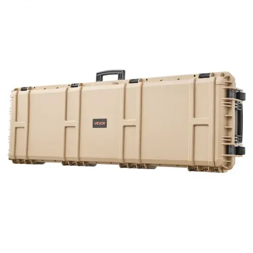 VEVOR Waffenkoffer mit Hartschale für Langwaffen, abschließbarer Gewehrkoffer mit vorgeschnittenen Schaumstoffen, Langwaffenkoffer Waffenaufbewahrung rollbar IP67 wasserfest, 139,1 x 43,5 x 18,8 cm Khaki – Bild 9