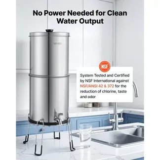 VEVOR Schwerkraft-Wasserfilter Wasserfiltersystem 8,52 L Edelstahl 304, Wasserfilteranlage Reduziert Blei und bis zu 99 % Chlor, mit 2 Aktivkohlefiltern & 2 Fluoridfiltern, für Zuhause und Camping VEVOR Schwerkraft-Wasserfilter Wasserfiltersystem 8,52 L Edelstahl 304, Wasserfilteranlage Reduziert Blei und bis zu 99 % Chlor, mit 2 Aktivkohlefiltern & 2 Fluoridfiltern, für Zuhause und Camping