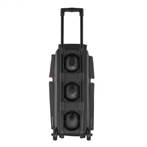 VEVOR Bowlingballtasche für 3 Bälle mit Doppelrollen & separatem Fach für Schuhe (bis US-Größe 16) & übergroßer Zubehörtasche, einziehbarer Griff lässt sich auf 105 cm ausziehen Schwarz + Rot – Bild 8