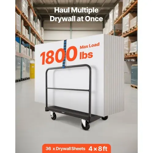 VEVOR Plattenwagen, 816 kg, 2-in-1 Transportwagen mit 360° Lenkrollen, Plattenroller, Plattenkarre mit 4 seitlichen Handläufen, Transporthilfe für Fabrik, Lager, Garage, Schwarz 914x610x858 mm VEVOR Plattenwagen, 816 kg, 2-in-1 Transportwagen mit 360° Lenkrollen, Plattenroller, Plattenkarre mit 4 seitlichen Handläufen, Transporthilfe für Fabrik, Lager, Garage, Schwarz 914x610x858 mm