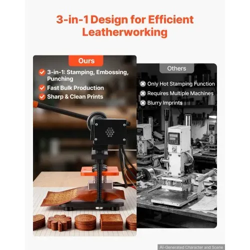 VEVOR Beheizte Lederschneidemaschine 260×120 mm Lederdruckmaschine 1,5 t, zum Lederprägen & Stanzen 12 mm Hub Zwei Führungswellen Digitales Bedienfeld 26 Kupferbuchstabenstempel 50 Heißprägefolien VEVOR Beheizte Lederschneidemaschine 260×120 mm Lederdruckmaschine 1,5 t, zum Lederprägen & Stanzen 12 mm Hub Zwei Führungswellen Digitales Bedienfeld 26 Kupferbuchstabenstempel 50 Heißprägefolien