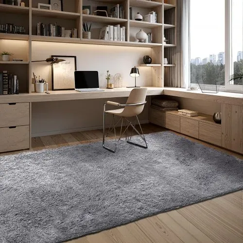 VEVOR Hochflor Teppich 3048x2438 mm, flauschiger Wohnzimmerteppich mit dreilagigem Material, 35 mm Florhöhe, für Wohnzimmer, Schlafzimmer, Loungebereich, fusselfrei und mit weich, grau – Bild 7