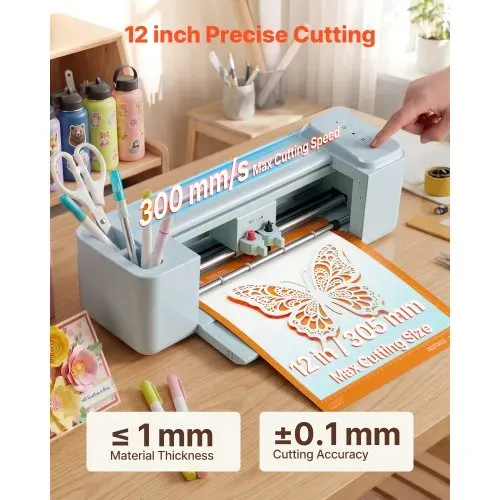 VEVOR Vinylschneidemaschine 30 cm, Schneideplotter / Plottermaschine mit Tastensteuerung, Kompatibel mit Mac / Windows / Android / iOS, Vinylcutter für Bastelarbeiten, Karten & Wohnaccessoires VEVOR Vinylschneidemaschine 30 cm, Schneideplotter / Plottermaschine mit Tastensteuerung, Kompatibel mit Mac / Windows / Android / iOS, Vinylcutter für Bastelarbeiten, Karten & Wohnaccessoires
