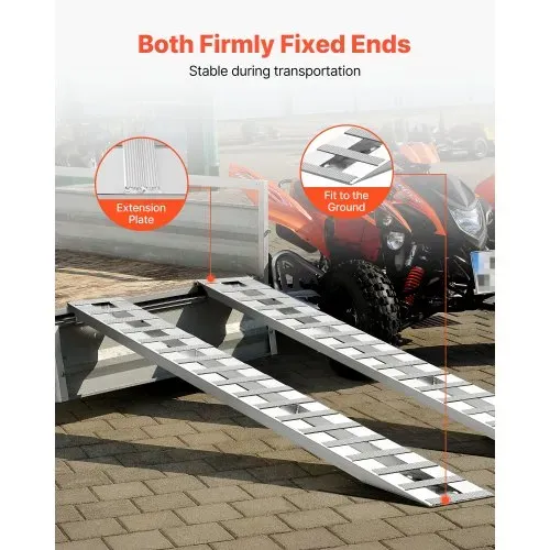 VEVOR Laderampen 2 Stk. 2745 x 380 mm, Robustes Aluminium, Schwerlast-Anhängerrampen-Set mit Antirutschplatten, Gesamttragfähigkeit 4535,9 kg, für Anhänger Traktoren ATVs Rasenmäher Motorräder – Bild 4