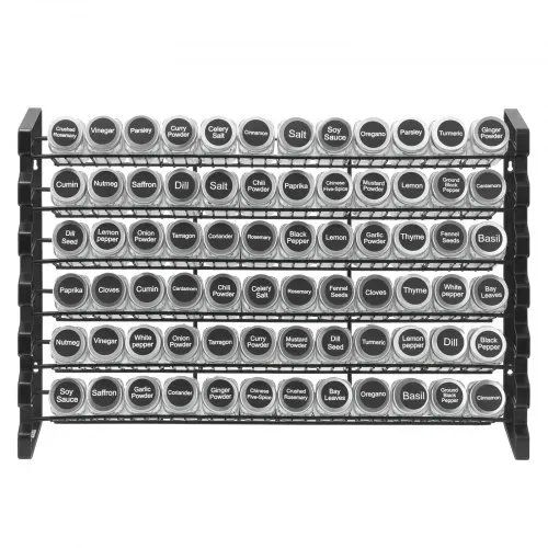 VEVOR 6-stöckiges Gewürzregal Gewürzhalter mit 72 leeren Gewürzgläser & Trichter-Komplettset & Gewürzetiketten, Gewürz-Organizer für Küchen Schrank Speisekammer (591 x 118 x 407 mm) – Bild 10
