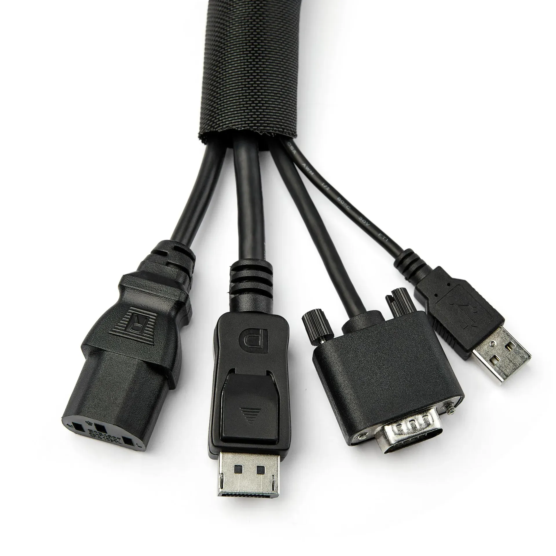 StarTech.com 4,6 m Kabelschlauch - Flexibel gewickelter Kabelstrumpf - Ø 2,54 - 3,81cm Durchmesser - Polyester Kabelabdeckung - Kabelkanal - Kabelbündelschlauch - Schutzschlauch - Schwarzer Cable Organizer zum Zuschneiden – Bild 2