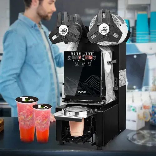 VEVOR Becherversiegelungsmaschine, 500–650 Tassen/h, Verschließmaschine für 190 mm hohe & 90/95 mm große Tassen, Elektrischer Boba-Tee-Versiegeler mit LCD-Bedienfeld für Bubble Milk Tea Coffee – Bild 7