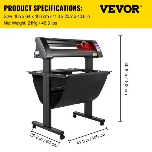 VEVOR Vinyl Schneideplotter 870 mm Folienschneider Leistung 95 W Spannung AC 85-264 V, Plottermaschine Halbautomatisch mit Ständer, Signmaster-Software, Aluminiumlegierung, ARM, DMPL / HPGL, Windows – Bild 6