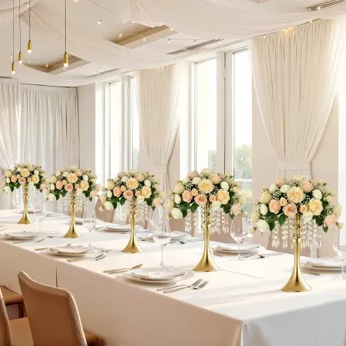 VEVOR 20 Stk. Hochzeitsvasen Tafelaufsatz Blumenvasen für Hochzeit 33,5 cm Hoch, Metall Tafelaufsatz Vasen mit Blumenständern Kristalldeko, Tischvase für Hochzeiten Party Jubiläumsfeier Zeremonie, Gold – Bild 7