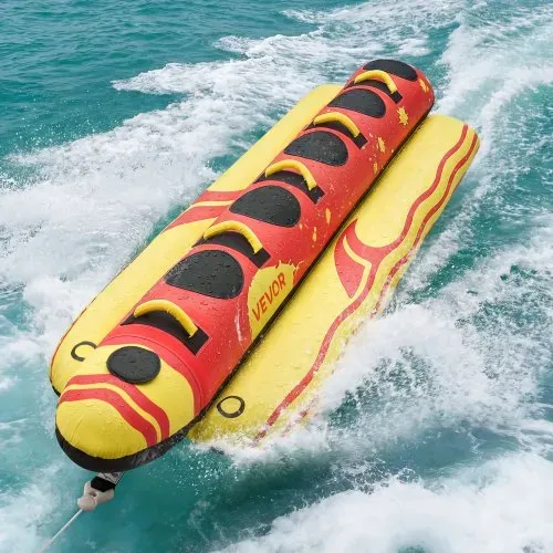 VEVOR Towable Funtube für 5 Personen, Aufblasbares Wasser Tube bis 385 kg Belastung, 5-Sitzer Schlauchboot mit Robustem Nylon-Überzug, Gepolsterten Haltegriffen & Sicherheitsventil, Wassersport-Spaß – Bild 7