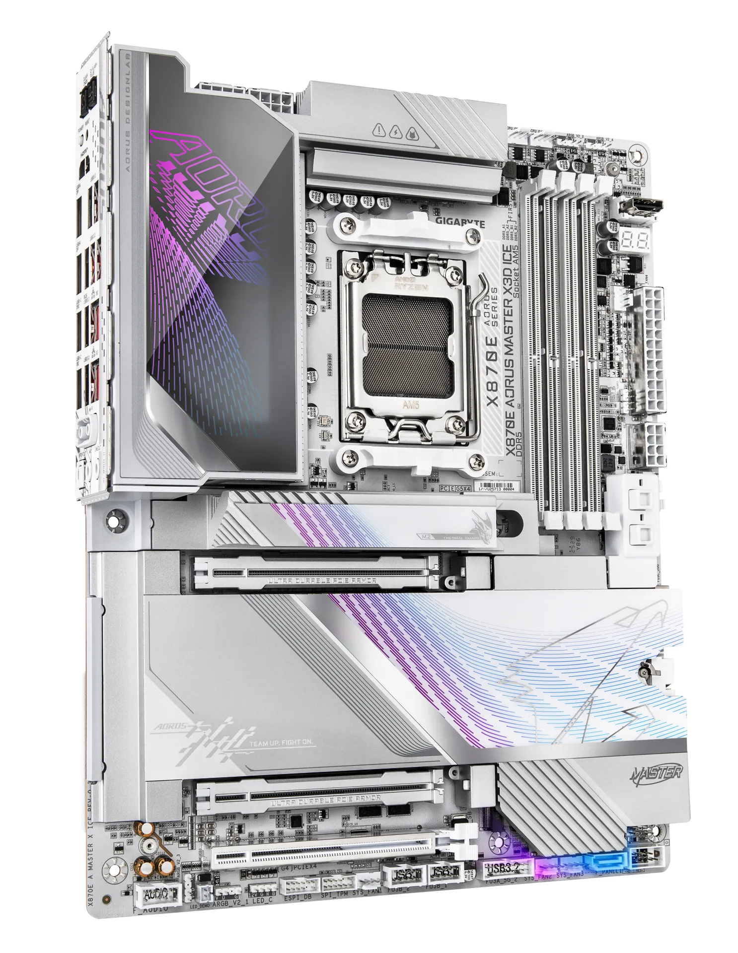GIGABYTE X870E AORUS MASTER X3D ICE Mainboard – Unterstützt AMD Ryzen 9000 Prozessoren, 18+2+2-Phasen Digital-VRM, bis zu 9000 Hz DDR5 (OC), 2 x PCIe 5.0 + 3 x PCIe 4.0, Wi-Fi 7, 10 GbE LAN, USB 4 – Bild 4