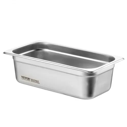 VEVOR Gastronormbehälter, Edelstahl Behälter 6 Stk. 1/3 Größe 326 x 177 x 99 mm Speisebehälter, kommerzieller Dampfpfanne Warmhaltebehälter 3,84 L Tiefe, Hotelpfanne Tisch Food Pan Buffet – Bild 9