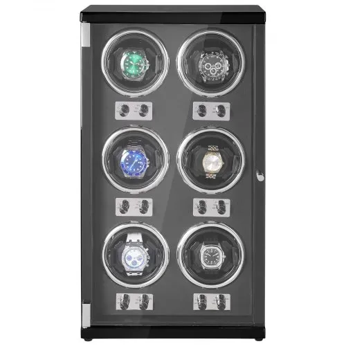 VEVOR Uhrenbeweger, Automatik-Uhrenbeweger, Watch Winder, Uhrenbeweger für Automatikuhren, Automatischer Uhrenbeweger mit Platz für 6 Uhren, LED Beleuchtung, 150–207 mm Einstellbare Riemenlänge – Bild 9