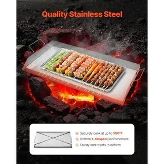 VEVOR Grillplatte Grillpfanne Edelstahl universelle rechteckige Platte (809 x 370 mm) mit flacher Oberseite, Gasgrill-Grillplatte für BBQ-Grill Teppanyaki, tragbares Familienkochgeschirr mit Griff VEVOR Grillplatte Grillpfanne Edelstahl universelle rechteckige Platte (809 x 370 mm) mit flacher Oberseite, Gasgrill-Grillplatte für BBQ-Grill Teppanyaki, tragbares Familienkochgeschirr mit Griff
