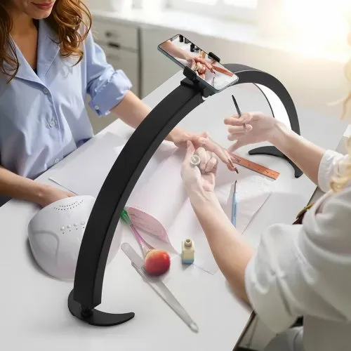 VEVOR Desktop Halbmondlicht für Nägel mit Telefonhalter (40 W 735 mm lang) Nageltechniklicht, Nageltischlampe mit einstellbarer Helligkeit, LED-Tischleuchte für Nageltechniker Wimpernverlängerung – Bild 7
