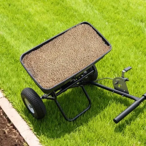 VEVOR Streuwagen, 59 kg Fassungsvermögen, Düngerstreuer 0-3,66 m Streubreite, Saatgutstreuer mit 33 cm Luftreifen, einstellbarer Durchflussmenge, Schleuderstreuer für Dünger, Saatgut & Streusalz – Bild 7