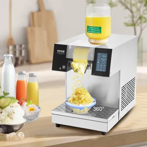 VEVOR Kommerzielle Schneeflocken-Eismaschine Schneeeisbereiter, 230 kg / 24 h Schneeflocken-Eismaschine, Edelstahl-Eisrasierer, elektrischer Schneekegel-Maker mit Luftkühlsystem & Touch-LCD – Bild 7