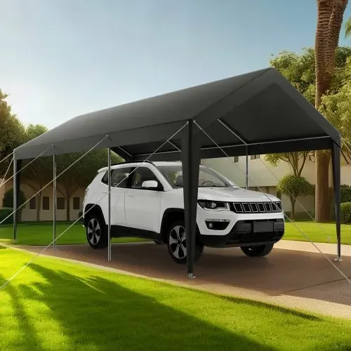 VEVOR Carport, 3,05x6,09x2,87 m Autoüberdachung, tragbare Zeltgarage, verzinkter Autounterstand, Garagenzelt UV-beständig, Ganzjahresschutz, Lagerschuppen, Ideal für Auto, Boot, Motorrad – Bild 7