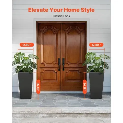 VEVOR Pflanztopf 325x325x665 mm 2er-Set, Hoher Blumentopf, Blumenkübel, PP-Pflanzgefäß, Planzkübel, Pflanzkasten mit Innentopf, Geeignet für Zimmer- & Gartenpflanzen, Schwarz – Bild 2