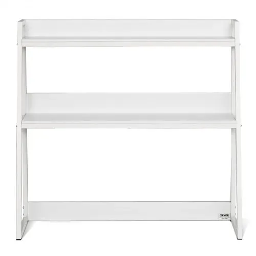 VEVOR Schreibtisch Bücherregal 2-stufiger Organizer (95 x 32 x 90 cm) Tischregale Organizer Ausstellungsregal aus Spanplatten + Melaminpapier + Q195A, Regal mit rutschfesten Füßen, Büro Weiß – Bild 8