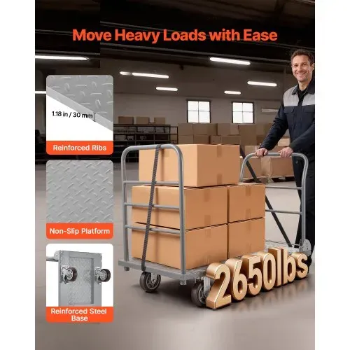VEVOR Plattformwagen Klappbar 1202 kg, Schwerlast-Transportwagen mit abnehmbarem Geländer & Schwenkrädern, Industriewagen, für Supermärkte, Garagen & Lagerhallen, 1220x610x920 mm Rollwagen VEVOR Plattformwagen Klappbar 1202 kg, Schwerlast-Transportwagen mit abnehmbarem Geländer & Schwenkrädern, Industriewagen, für Supermärkte, Garagen & Lagerhallen, 1220x610x920 mm Rollwagen