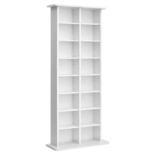 VEVOR Medienregal, 8-lagiges CD-Regal, 559x222x1295 mm, Multimedia-Aufbewahrung für CDs, DVDs, Bücher & Spiele, Raumteiler Schrank mit 16 Fächern für Wohnzimmer, Homeoffice, Aufnahmeraum, Weiß – Bild 10