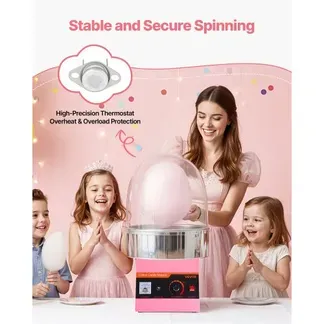 VEVOR Elektrische Zuckerwattemaschine 1000 W, Zuckerwattenmacher mit Abdeckung & Edelstahlschüssel & Zuckerlöffel, Ideal für Karneval Geburtstage Familienfeiern, Zuckerwattegerät Rosa VEVOR Elektrische Zuckerwattemaschine 1000 W, Zuckerwattenmacher mit Abdeckung & Edelstahlschüssel & Zuckerlöffel, Ideal für Karneval Geburtstage Familienfeiern, Zuckerwattegerät Rosa
