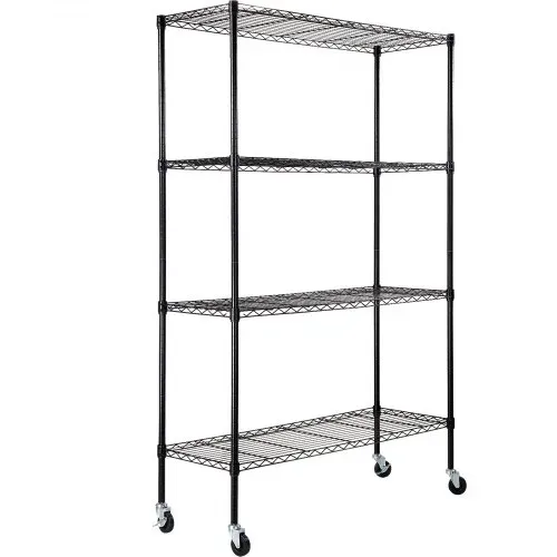 VEVOR Lagerregal mit Rädern, 4-stufig verstellbar, 700 lbs Kapazität, robuste Garagenregale, Metall-Organizer, Drahtregal, schwarz, 120 x 45 x 188 cm für Küche, Speisekammer, Keller, Badezimme – Bild 10