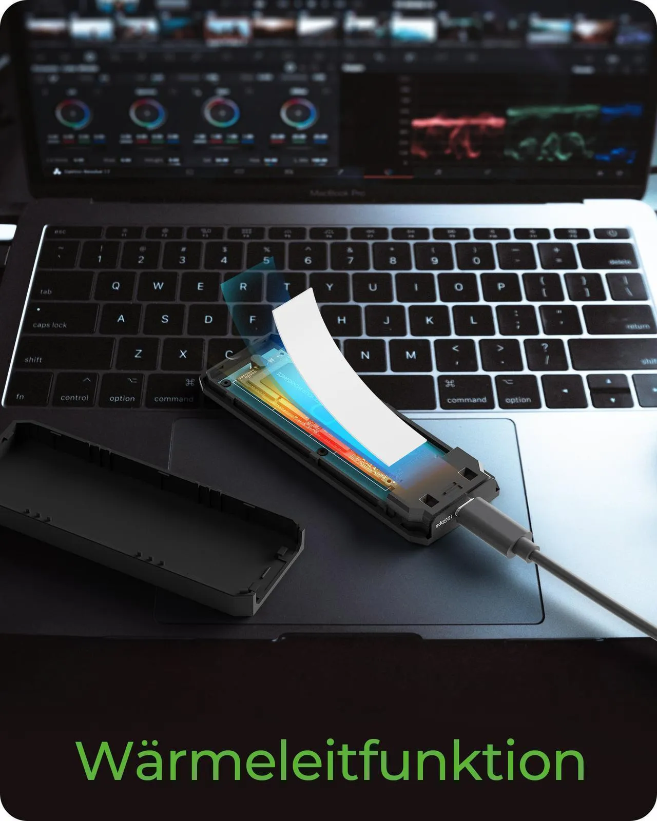 ICY BOX Gehäuse für NVMe M.2 SSD, RGB-Beleuchtung, Host USB 3.2 Gen 2 Type-C+ Type-A, 10 Gbit/s – Bild 6