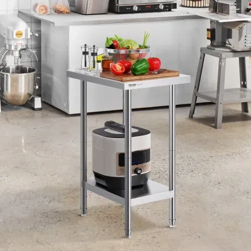 VEVOR Zubereitungstisch aus Edelstahl, robuster Arbeitstisch aus Metall mit 3 einstellbaren Höhenstufen, gewerbliche Arbeitsstation für Küche, Garage, Restaurant, Hinterhof 610 x 457 x 864 mm – Bild 7