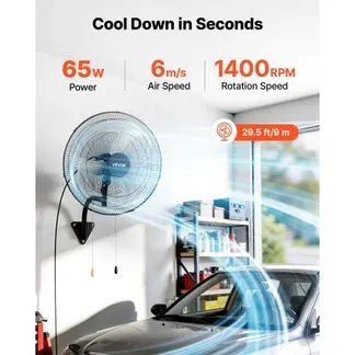 VEVOR 65W Industrieller Wandventilator 57 cm, 6 m/s Oszillierender Wandlüfter mit 3 Stufen & Verstellbarem Neigungswinkel, Gewerblicher Industrieventilator für Werkstatt Garage Lager Gym, Schwarz VEVOR 65W Industrieller Wandventilator 57 cm, 6 m/s Oszillierender Wandlüfter mit 3 Stufen & Verstellbarem Neigungswinkel, Gewerblicher Industrieventilator für Werkstatt Garage Lager Gym, Schwarz