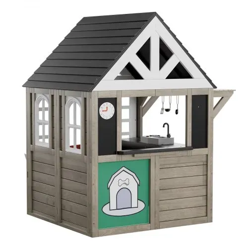 VEVOR Holzspielhaus Kinderspielhaus, Gartenhaus für Kinder ab 2 Jahren, Gartenspiele-Hütte, Spielhaus aus Zedernholz im Landhausstil mit Tür, Fenster, Blumentopfhalter, Grill, Herd und Spüle – Bild 9