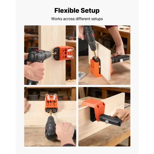 VEVOR Pocket Hole Jig, Taschenloch-Bohrschablone Set, 12,7, 19, 38,1 mm, 360° Drehbarer Griff, 260 Schrauben, C-Klemme, Anschlagring, Bohrer, Einfaches Spannen & Einstellen, Für Holzbearbeitung – Bild 5