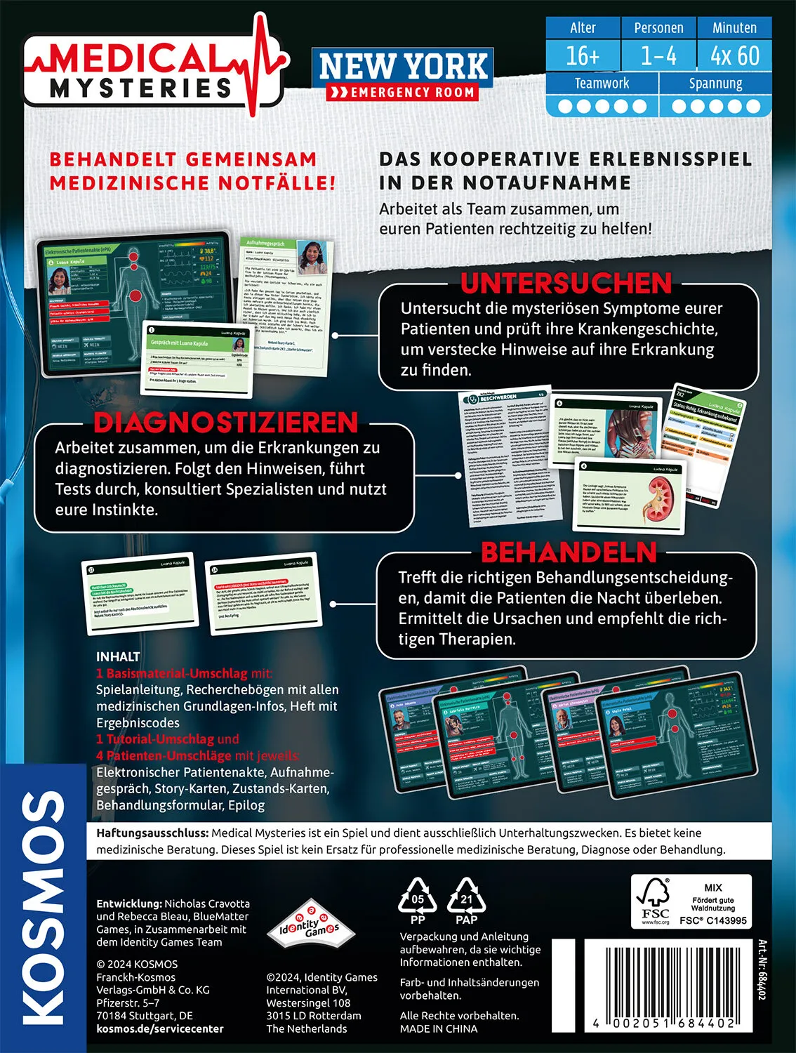 Kosmos Medical Mysteries - New York Emergency Room 60 min Brettspiel Abzug – Bild 2