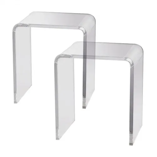 VEVOR 2 Stk. Beistelltisch 415 x 305 x 460 mm, U-förmiger Acryltisch Beistelltisch, Transparenter Couchtisch für Getränke, Essen, Snacks, Verwendet im Wohnzimmer, Schlafzimmer, Arbeitszimmer usw. – Bild 9
