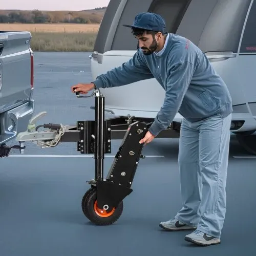 VEVOR Anhängerwagen Rangierhilfe, 227 kg Stützlast, 330–590 mm Höhe, 22,8 cm pneumatischer Gummireifen, manueller oder elektrischer Schlüsselantrieb, zum Bewegen von Wohnmobilanhängern – Bild 7