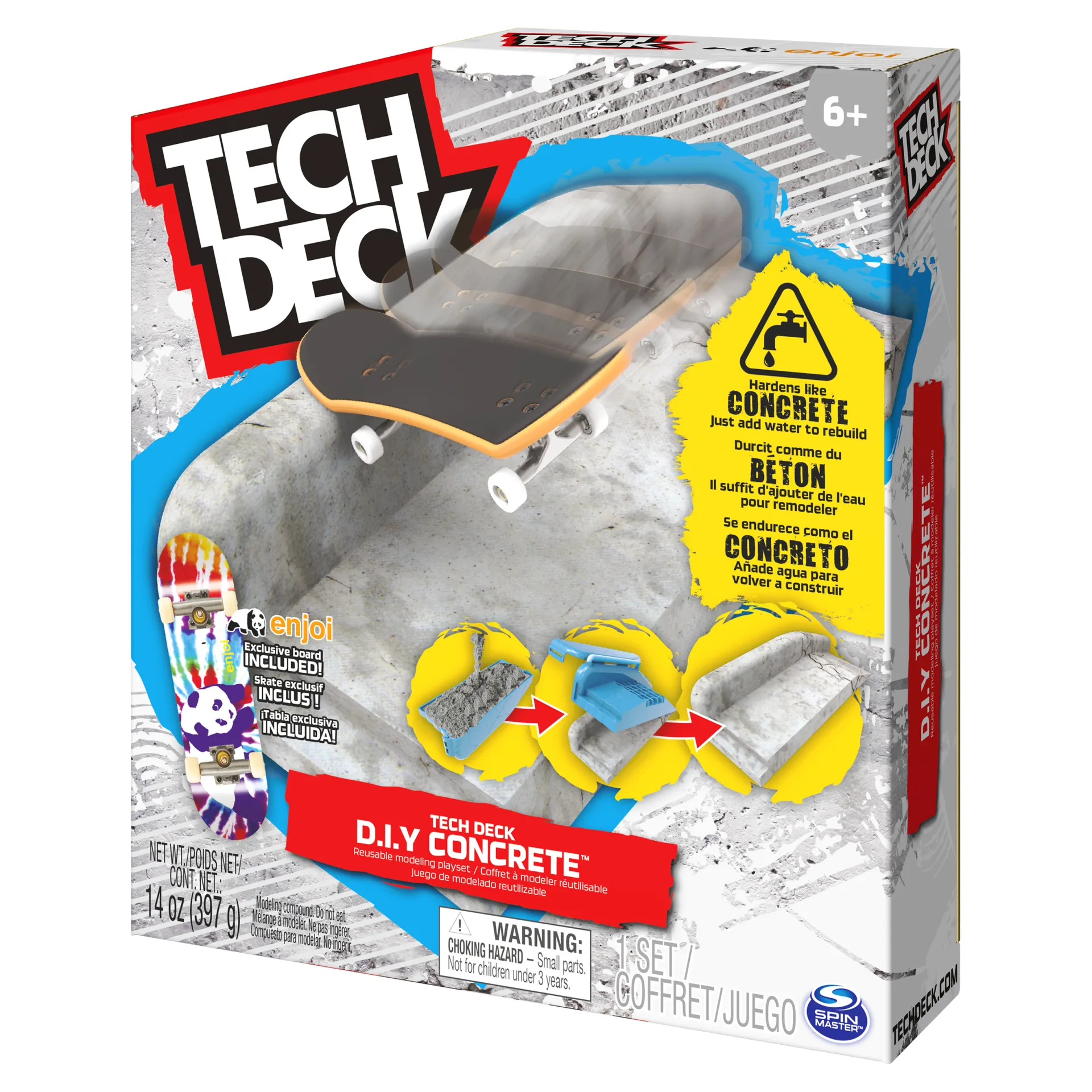 Tech Deck Concrete - Fingerboard-Rampe zum Selberbauen aus wiederverwendbarem Beton-Material, mit Fingerboard von Enjoi, ab 6 Jahren – Bild 7