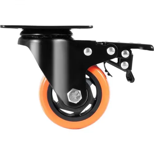 VEVOR Möbelrollen 4er-Set Lenkrollen PVC φ76,2mm Laufrollen 454kg Tragfähigkeit Transportrollen mit A/B-Bremsen Kastenrollen 360° Drehbar Schwerlastrollen für Häusern Büros Studios Fabriken – Bild 8