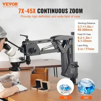 VEVOR Multidirektionales Mikroskop mit Federhalterung, Schmuckmikroskop mit 7- bis 45-facher Vergrößerung, Mikro-Schmuck-Intarsienständer mit integriertem USB-Ring-LED-Licht und 360°-Kugelschraubstock, für Schmuckintarsien VEVOR Multidirektionales Mikroskop mit Federhalterung, Schmuckmikroskop mit 7- bis 45-facher Vergrößerung, Mikro-Schmuck-Intarsienständer mit integriertem USB-Ring-LED-Licht und 360°-Kugelschraubstock, für Schmuckintarsien