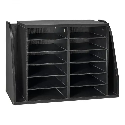 VEVOR Briefablage mit 12 Fächern & Stehsammle, Dokumentenablage aus Spanplatten, Aktenhalter für Büro Klassenzimmer, Literaturorganizer für Akten Dokumenten Papier, Schreibtisch Organizer Schwarz – Bild 8