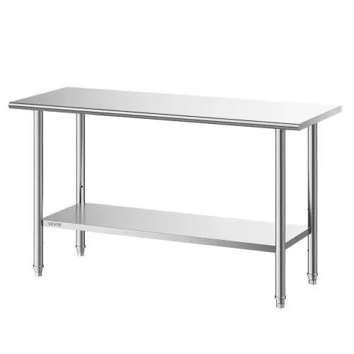 VEVOR Gasto Arbeitstisch 1524 x 610 x 864 mm Edelstahltisch mit 2 Ebenen, Küchentisch mit Höhenverstellbaren Ablagen, Tragkraft Obere Ablage (254 kg) Untere Ablage (208 kg) Vorbereitungstisch – Bild 9