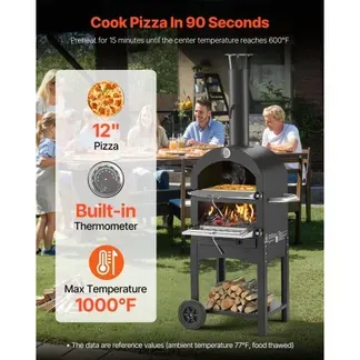 VEVOR Pizzaofen 12 Zoll Pelletöfen, 2-lagiger Pizzaofen mit Holzfeuerung, Holzbefeuerter Ofen Outdoor mit 2 abnehmbaren Rädern, Pizzamaker mit Höchsttemperatur von 540 °C zum Grillen VEVOR Pizzaofen 12 Zoll Pelletöfen, 2-lagiger Pizzaofen mit Holzfeuerung, Holzbefeuerter Ofen Outdoor mit 2 abnehmbaren Rädern, Pizzamaker mit Höchsttemperatur von 540 °C zum Grillen
