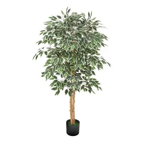 VEVOR Künstlicher Ficusbaum, 1524 mm, mit schwarzem Topf, Kunst-Ficuspflanze mit natürlichem Holzstamm & realistischen grünen Blättern, Seidenbaum für Innenbereich, für Zuhause, Büro, Wohnzimmer – Bild 9