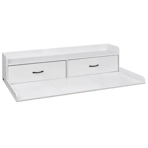 VEVOR Arbeitsplatte für Waschmaschine & Trockner (137 x 69,9 cm) mit Ablage & 2 Schubladen & Haken, für Wäscheschrank Speisekammer Küchentheke, 113 kg Belastbar, Weiß, Ablagefläche für Waschmittel – Bild 9