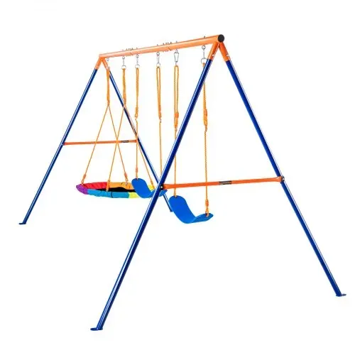 VEVOR Schaukel-Sets für den Garten, Schaukel-Set mit einer Tragkraft von 272 kg, mit 1 Tellerschaukelsitz, 2 Schaukelsitzen mit Gurten, robustem A-Rahmen-Schaukelständer aus Metall und verstellbarem Seil, Schaukel-Set für den Außenbereich für Kinder – Bild 10