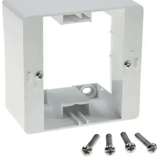 DELPHI Aufputz-Rahmen, weiß 80x80x45mm, mit Montagebohrung DELPHI Aufputz-Rahmen, weiß 80x80x45mm, mit Montagebohrung