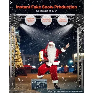 VEVOR Schneemaschine, 1500-W-Schneekanone, Kunstschneeerzeuger, Schneeflockenmaschine, Kunstschneeflockenmaschine für den Innen- & Außenbereich für Feiertage, DJ-Partys, Weihnachtsdekoration VEVOR Schneemaschine, 1500-W-Schneekanone, Kunstschneeerzeuger, Schneeflockenmaschine, Kunstschneeflockenmaschine für den Innen- & Außenbereich für Feiertage, DJ-Partys, Weihnachtsdekoration