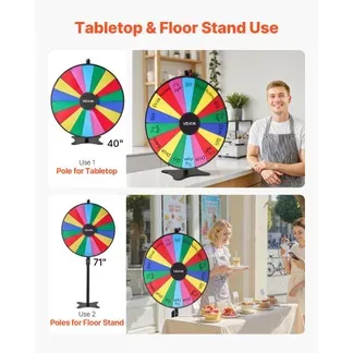 VEVOR Glücksrad Drehrad (914 mm) 18 Slots Glücksrad mit Ständer, höhenverstellbar, Lotteriespiele Gewinn-Roulette mit Tafelschwamm & 2 Markern, 6 Farben, ideal für Party Kneipe Messe VEVOR Glücksrad Drehrad (914 mm) 18 Slots Glücksrad mit Ständer, höhenverstellbar, Lotteriespiele Gewinn-Roulette mit Tafelschwamm & 2 Markern, 6 Farben, ideal für Party Kneipe Messe