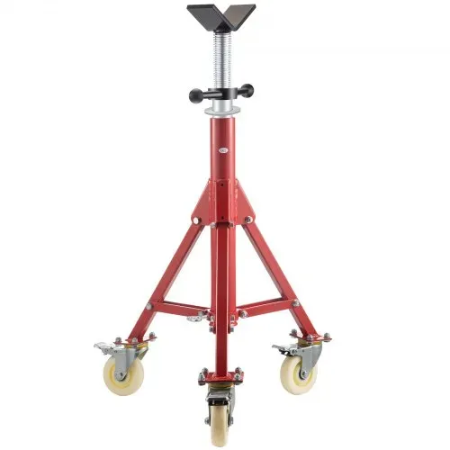 VEVOR Modell 1107A Einklappbare Rohrstütze mit V-Kopf, Rohrstütze mit 400 kg Gewichtskapazität / 0,32 - 30,48 cm Rohrkapazität, Rohrständer 71 - 131 cm verstellbar, Rohrbock Stahl mit Rollen – Bild 9